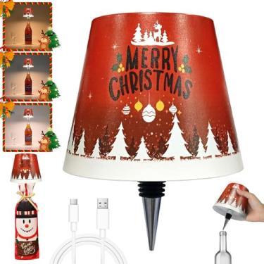 Imagem de Lâmpada de garrafa sem fio - Luzes de Natal para garrafa de vinho com regulação de toque, lâmpadas de mesa de 3 temperaturas de cor, abajur de LED recarregável para casa, bar, restaurantes e uso ao ar
