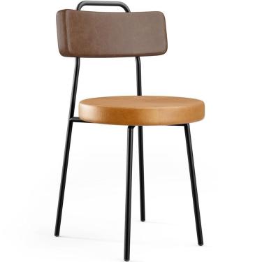 Imagem de Cadeira Decorativa Estofada Para Sala De Jantar Barcelona L02 Couríssimo Marrom Whisky