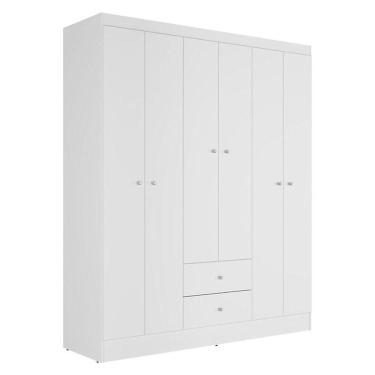 Imagem de Guarda Roupa Solteiro Versa 6 Portas Branco Rosa Flex Fosco - Kits Paraná