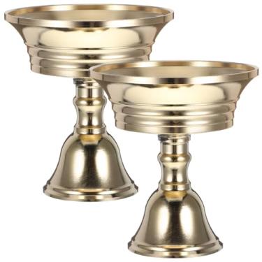 Imagem de Zerodeko Suprimentos Budistas Tibetanos Para Templos: Queimador De Óleo, Lâmpada Ghee, Suporte Manteiga, 2 Peças, Vela Latão, Copo Dourado, Altar Casa, Templo, Presente Inauguração