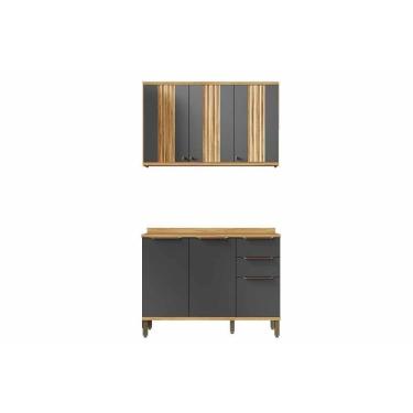 Imagem de Cozinha Modulada Ronipa Sauvignon Sauvignon 2 Peças (1aéreo+1balcão) C2p62 Amendoa-grafite - Ronipa