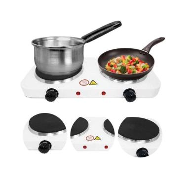 Imagem de Fogão Elétrico Portátil 110V Branco Cooktop 2 Bocas 2000W