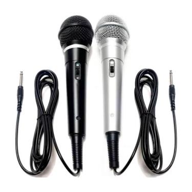 Imagem de Kit Microfone Com Fio 2 Metros Profissional 2 Unidades Para Cantor Mús