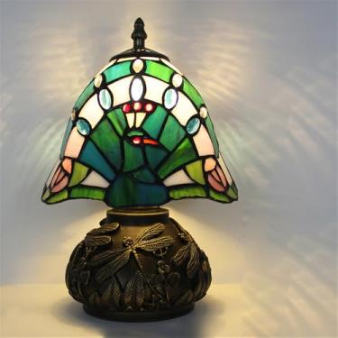 Imagem de Luminária de mesa retrô americana de luxo e criativa para sala de estar, quarto, cabeceira, escritório, casa de campo ou hotel, com vitral (Estilo 10)
