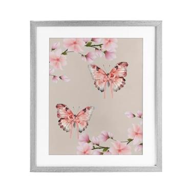 Imagem de Stupell Industries Impressão emoldurada cinza borboletas em laços sob vidro, design de Jesse Keith, 40,6 x 33,5 cm