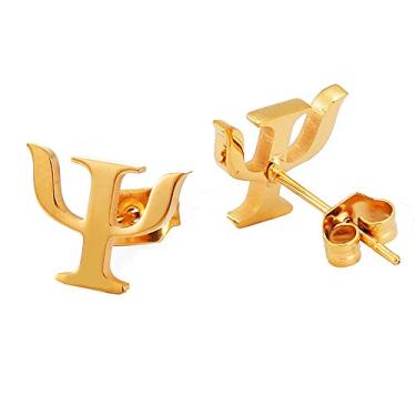 Imagem de Aochee Psi grego alfabeto letras iniciais símbolo médico placa berloque brincos ¡¡ Dourado