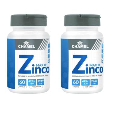 Imagem de Zinco Max Chamel   2 frascos de 60 cápsulas (Alto Teor de zinco (29,59 mg)