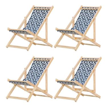 Imagem de Kit 4 Cadeira Espreguiçadeira Dobrável S-b-triang Preto