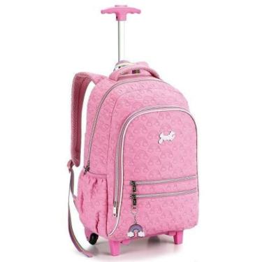 Imagem de Mochila Escolar Rodinhas E Alça De Costas Em Matelasse Meninas Reforçada - Arco íris - Just Rosa