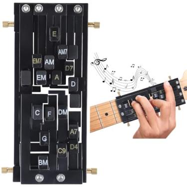 Imagem de Treinador de acordes de guitarra de bolso, ferramenta de pressão de acordes para iniciantes, ajudante de acordes de guitarra acústica, fácil de usar, construção abdominal preta