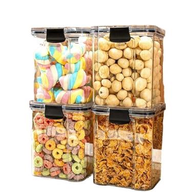 Imagem de Monte seu Kit Pote Hermético para Mantimentos de Cozinha Dispensa Armário Plástico(4 Potes - 1 Litro)