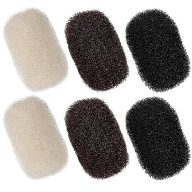 Imagem de Conjunto profissional de inserções de volume de cabelo, 6 peças em bege, marrom, preto para penteados fáceis e estilos volumosos