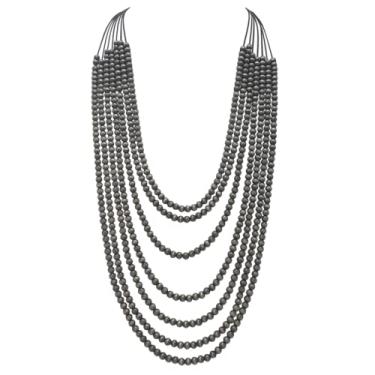 Imagem de Rosemarie & Jubalee Colar feminino deslumbrante de 7 fios metálicos imitação de pérola navajo, 71-78,7 cm com extensor de 7,6 cm, one size, Metal, Miçanga