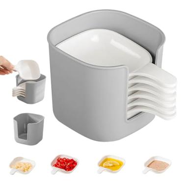 Imagem de TNDCKP 6 peças de prato e suporte para molho, prato de molho de soja com alça, mini bandeja de condimentos de plástico para ketchup, churrasco, e jantar de festa