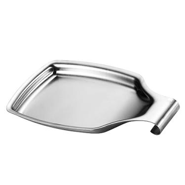 Imagem de Mingzhe Descanso de Colher Inoxidável Quadrado, Suporte de Utensílios Moderno para Cozinha, Feito de Aço 304, Adequado para Conchas e Espátulas, Mantém a Cozinha Organizada, Tamanho (Prata)