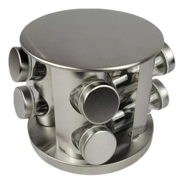 Imagem de Porta Tempero Condimentos Saleiro 8 Potes Redondo Giratório