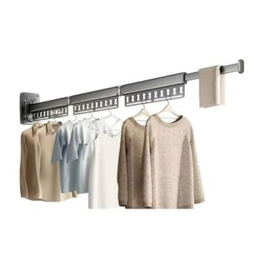 Imagem de Hhsdyl Cabide Dobrável de Parede, Estendal Retráctil Economizador de Espaço, para Lavandaria, Organização de Armários, Secador de Alumínio de Fácil Instalação,Gray,three