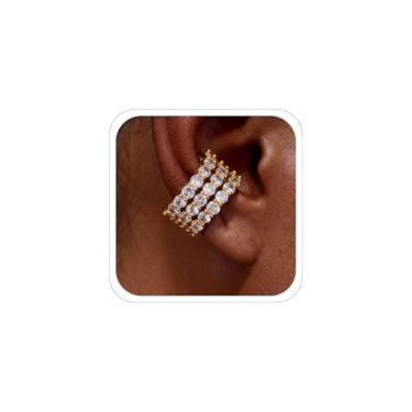 Imagem de Brincos de orelha para mulheres, brincos de prata dourados, brincos de zircônia cúbica cintilante para mulheres, clipe na cartilagem, brinco de brinquedo de Natal, fantasia de joias de Natal, Medium