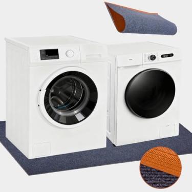 Imagem de Tapete para máquina de lavar 153 x 91 cm, tapete antiderrapante com absorção de choque à prova d'água com parte traseira de borracha, protetor de piso com redução de ruído para lavadora, secadora