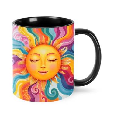 Imagem de Yrebyou Caneca de café solar, 325 ml, xícara de chá de cerâmica para mulheres, homens, presentes de aniversário, Natal, escritório, casa, micro-ondas, novidade engraçada