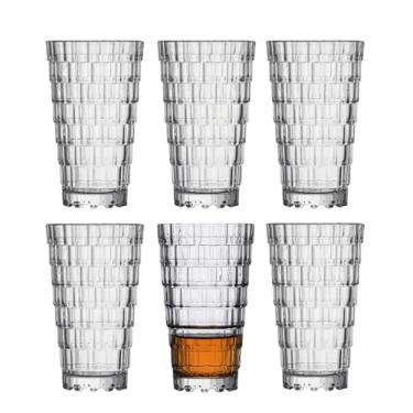 Imagem de LARYVIN Conjunto de 6 copos de bebida vintage, copos de vidro de mojito empilháveis, para cerveja, coquetel, uísque, suco e bebidas mistas. (425 g)