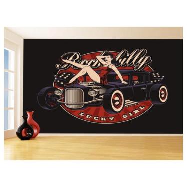 Imagem de Papel De Parede 3D Carro Antigo Hot Rod Pin Up 3,5M Cxr107 - Você Deco