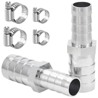 Imagem de Sctihwelire Adaptador de encaixe de farpa de mangueira redutora de latão cromado, 1/2 (12 mm) a 5/16 (8 mm) redutor de emenda com braçadeiras de aço inoxidável, kit de reparo de mangueira de ar para