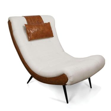 Imagem de Poltrona Sher Corano Nozes Com Linho Bege A19 De Ferro