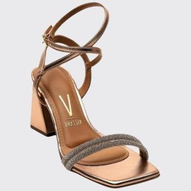 Imagem de Sandália Feminina Salto Alto Bloco Tiras Strass Vizzano 6464.419.29221-Feminino