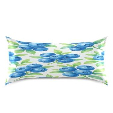 Imagem de Blueangle Fronha de cetim com estampa de mirtilo aquarela para cabelo e pele, fronha de seda, tamanho king (50,8 x 101,6 cm) - Capas de almofada de cetim refrescantes com fecho de envelope (557)