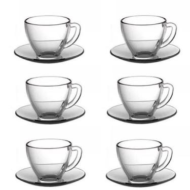 Imagem de Xícara c/ Pires Vidro Jogo 6 Peças Café - DCXAM