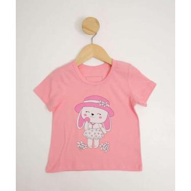 Imagem de Camiseta Infantil Manga Curta Coelho Marisa Tam 1 a 3-44737, Rosa, 2