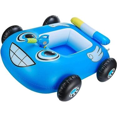 Imagem de Boia Inflável Infantil Formato de Carro com Pistola D'água, Design Divertido, Azul e Rosa, para Piscina e Diversão Aquática (AZUL)