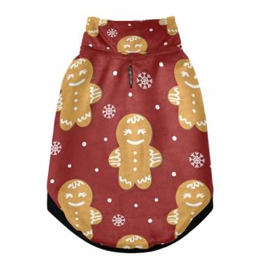 Imagem de SEHANY Casaco de Natal de gengibre para cães pequenos, superquente, à prova de vento, jaqueta de inverno, macia, aconchegante para animais de estimação, moletom para clima frio na neve com furo na