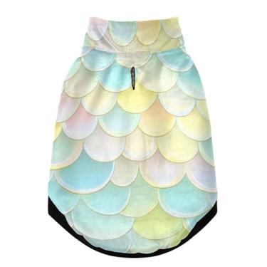 Imagem de SEHANY Casaco de cachorro com escama de peixe arco-íris para cães pequenos, superquente à prova de vento, jaqueta de inverno macia e aconchegante para clima de neve fria com coleira para animais de