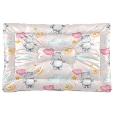 Imagem de SEHANY Cama de hipopótamo fofa para cães e gatos com fundo antiderrapante, caixa de canil, colchão macio para animais de estimação, lavável para cães pequenos, médios e grandes, gatos, 91 x 61 cm