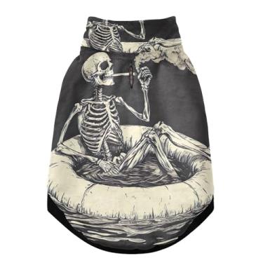 Imagem de SEHANY Casaco de cachorro com tatuagem de caveira para cães pequenos, superquente, à prova de vento, jaqueta de inverno, macia, aconchegante para animais de estimação, moletom para clima frio na neve