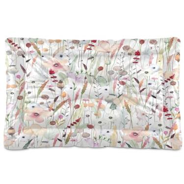Imagem de SEHANY Cama para cães e gatos com flores silvestres coloridas com fundo antiderrapante, cama de canil, colchão macio para animais de estimação, lavável para cães pequenos, médios e grandes, gatos, 91