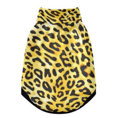 Imagem de SEHANY Casaco de cachorro marrom com estampa de leopardo para cães pequenos, superquente à prova de vento, jaqueta de inverno macia e aconchegante para clima de neve fria com coleira para animais de