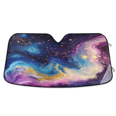 Imagem de ATTX Para-brisa de carro de mármore colorido 139.7 cm x 70.1 cm Protetor solar universal com proteção UV, persiana de janela frontal automática dobrável para caminhões Sedans SUVs #84