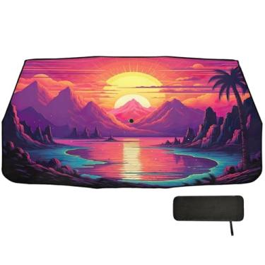 Imagem de SEHANY Palmeiras de praia, pára-brisa, guarda-sol dobrável para janela dianteira de carro, bloqueios de raios UV, calor, mantém o veículo fresco, protetor de viseira de sol adequado para Sedan SUV 147