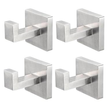 Imagem de Ganchos de toalha resistentes – Suporte utilitário à prova de ferrugem | Ganchos de casaco de aço inoxidável, para toalhas de banheiro, roupão, roupas, chapéus, chaves, interior, casa