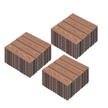 Imagem de Azulejos de deck compostos, tapetes interligados com resistente ao desgaste antiderrapante para terraço terraço varanda 30 cm x 30 cm B1 33 peças
