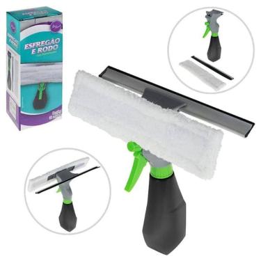 Imagem de Limpa Vidro 3em1 Rodo Esponja Microfibra Borrifador Limpeza