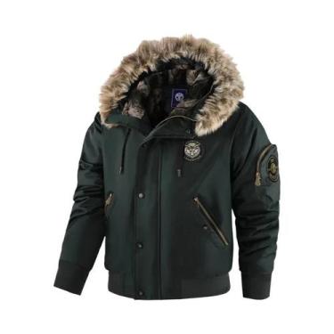 Imagem de Jaqueta Masculina De Inverno Preta Acolchoada Com Capuz Removível, Cor