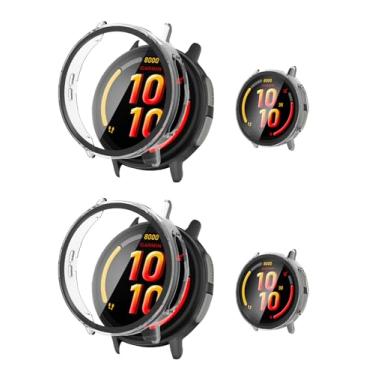 Imagem de Pacote com 2 capas para Garmin Bounce 2, capa protetora NOUKAJU para relógio inteligente, película de vidro temperado 9H integrada, PC rígido, fácil de instalar, protetor de tela para relógio