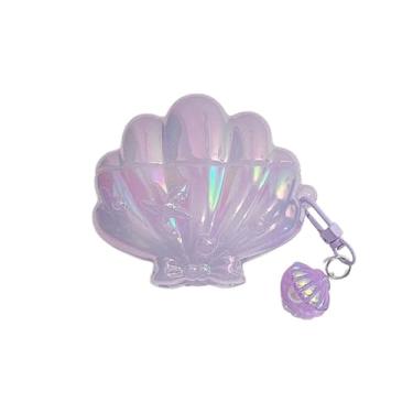 Imagem de GCVXRUD Capa para Airpods Pro 2ª geração, linda concha brilhante compatível com Airpods Pro capa de fone de ouvido (roxa)