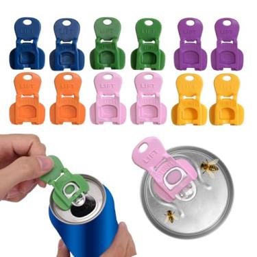 Imagem de 12 peças, abridor de abas, protetor de bebidas, abridor de abas de lata de refrigerante, tampas de latas, selador, barricada de bebidas reutilizáveis, para refrigerante, cerveja, coca, alumínio