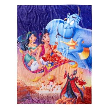 Imagem de Disney Aladdin Cobertor Magic Carpet Ride Genie Jasmine Abu Jafar Iago Manta de pelúcia macia 122 x 152 cm