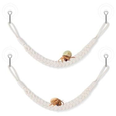 Imagem de 2 peças de brinquedos de escalada de caranguejo eremita, corda de escalada de caranguejo eremita, acessórios de decoração de habitat, corda de escalada de répteis com 4 ganchos, acessórios de terrário